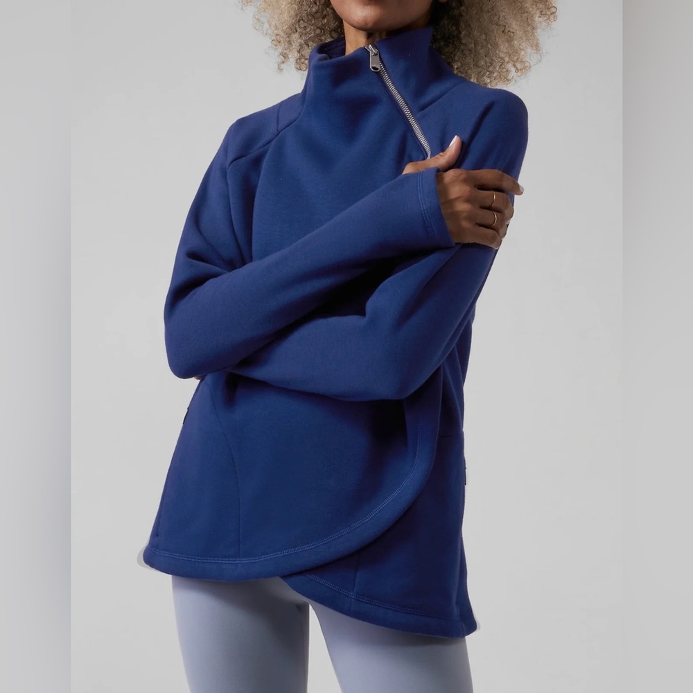 Athleta Cozy Karma Asym Pullover in Enchanted Blue